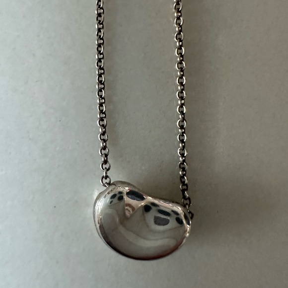 Elsa Peretti By Tiffany & Co Sterling Silver Bean Necklace 16” w/ Pouch - Picture 2 of 10